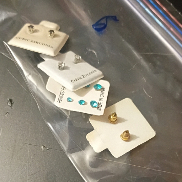 Cubic Zirconia Stud Earrings Set - Picture 2 of 2